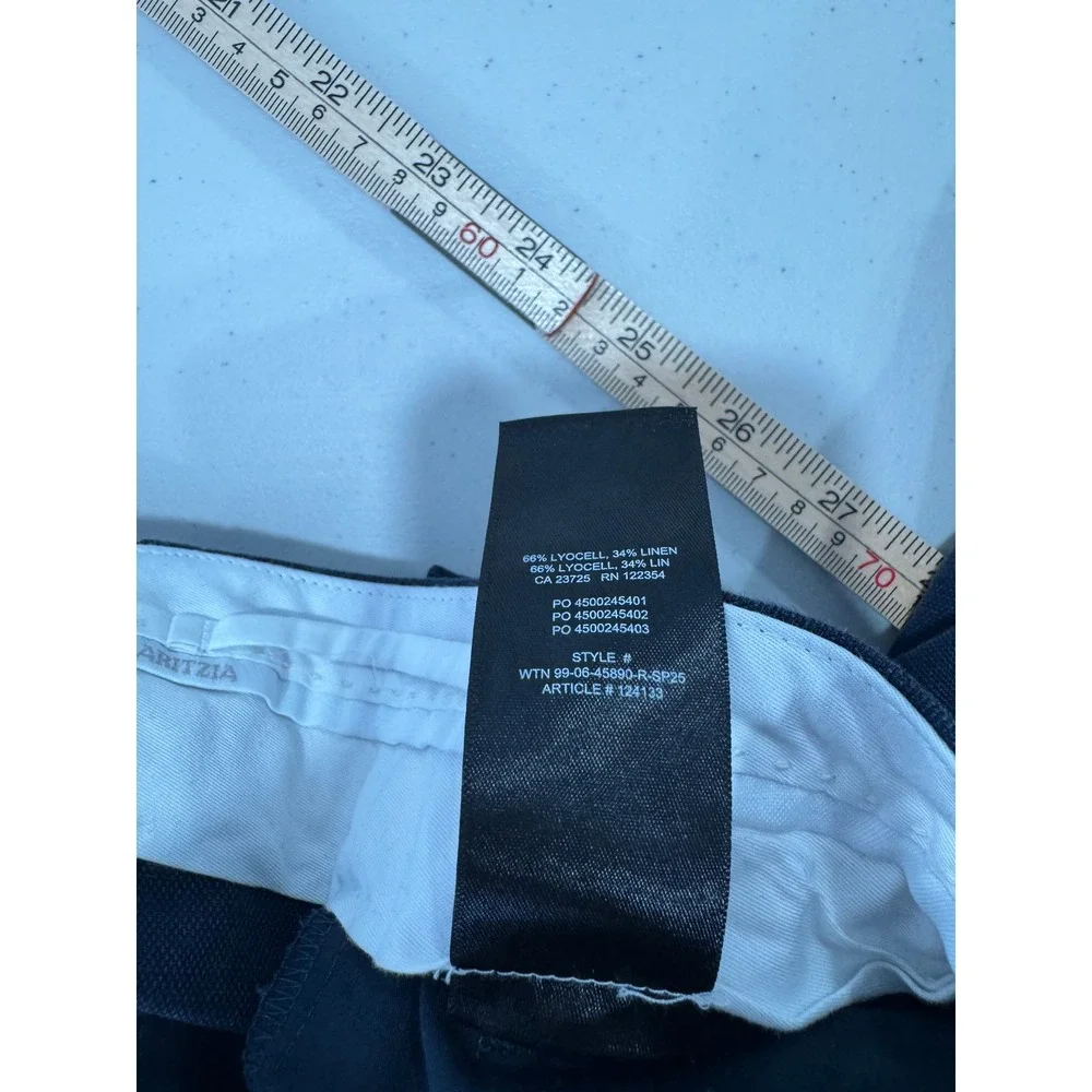 Aritzia Women Navy The Effortless Pant Linen Blend Wide Leg Pleated 12